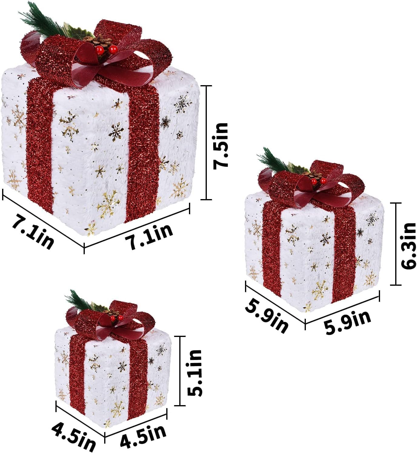 Set of 3 Christmas Lighted Gift Boxes